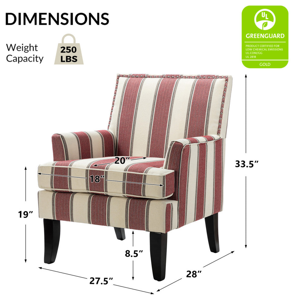 Herrera Classic Armchair With Pattern, Red