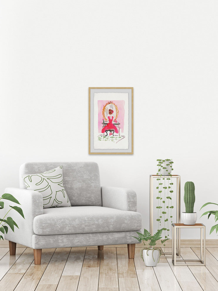 "Pink Wall Vanity" Framed Painting Print, 12"x18"
