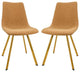 LeisureMod Markley Modern Leather Dining Chair With Gold Legs Set of 2