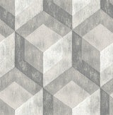 Rustic Wood Tile Geometric Wallpaper, Gray, Bolt