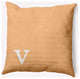 20" x 20" Modern Monogram Indoor/Outdoor Polyester Throw Pillow, Pale Gold