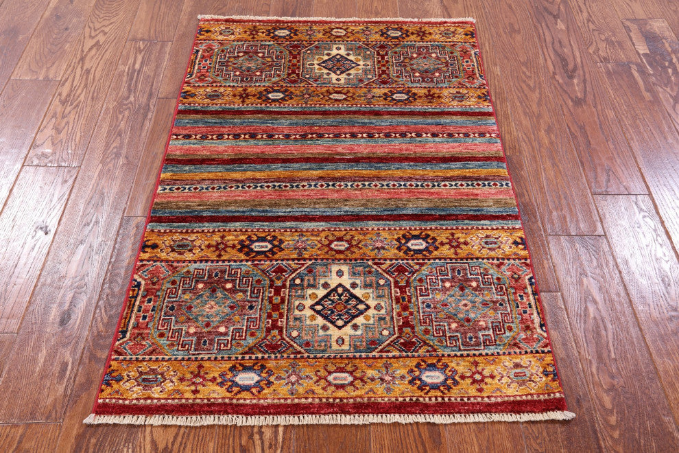 2' 7" X 3' 11" Super Kazak Khorjin Hand-Knotted Wool Rug Q11003