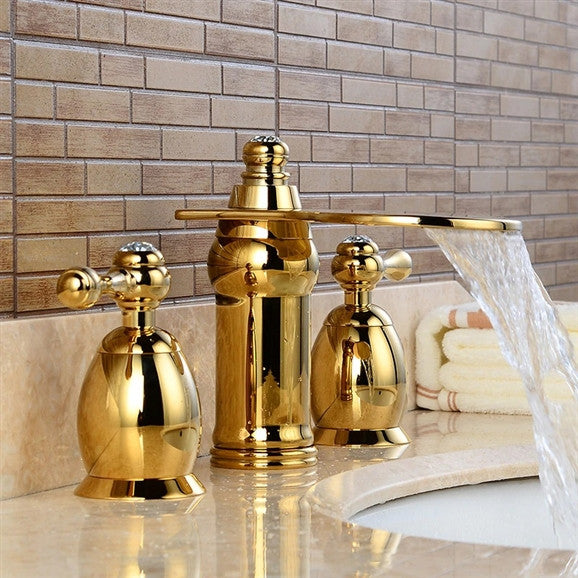 BathSelect Beautiful Deck Mount Faucet Gold Dual Handle