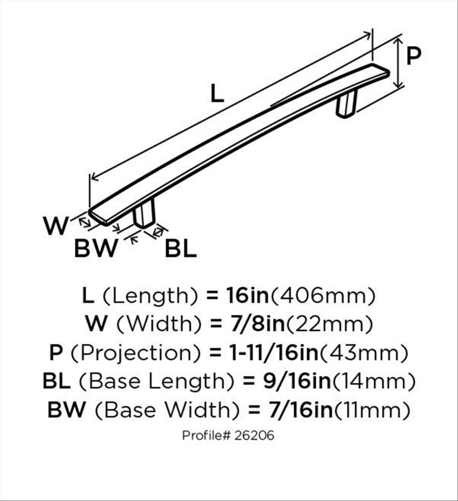 Amerock Cyprus Appliance Pull, Satin Nickel, 12" Center-to-Center