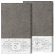 Linum Home Turkish Cotton Monica 2-Piece Embellished Bath Towel Set, Dark Gray