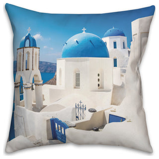Santorini Buildings 2 18x18 Spun Poly Pillow