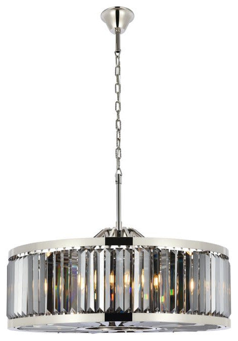 Elegant Lighting 1233D35-SS/RC Chelsea 10 Light 36"W Crystal Drum - Polished