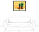 Tropical Beached Pineapple Pair  24x30 Walnut Floating Framed Canvas