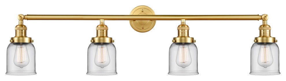 Small Bell 4 Light Bath Vanity Light, Satin Gold, Clear, Clear