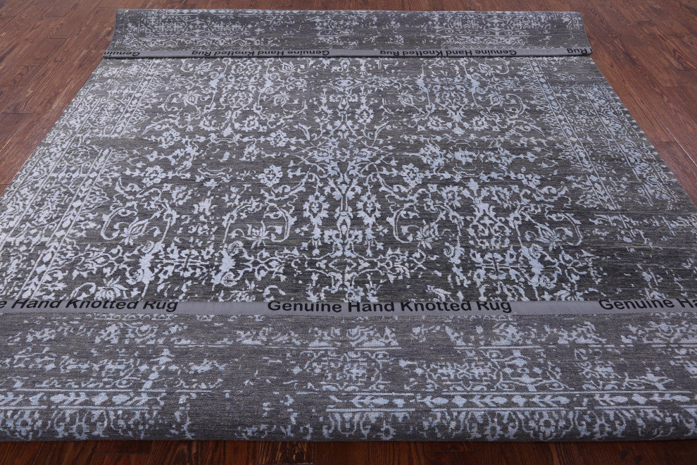 8' 0" X 10' 1" Wool and Silk Persian Hand Knotted Rug Q7105