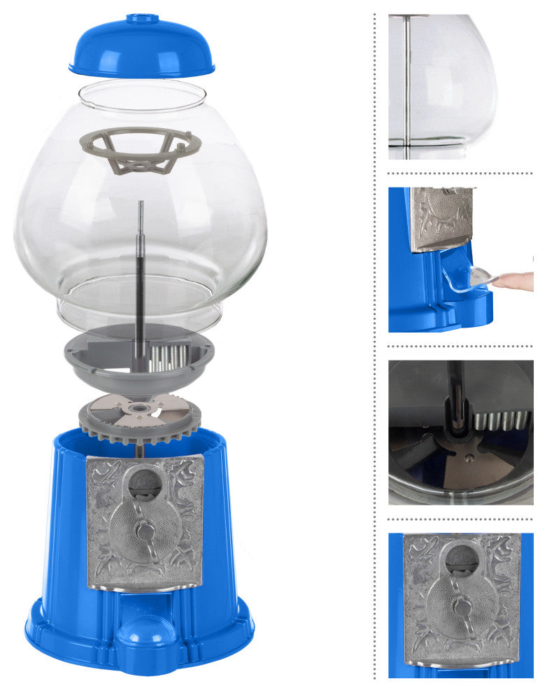 Mini Gumball Machine Vintage Candy Dispenser Glass Globe, Metal Base