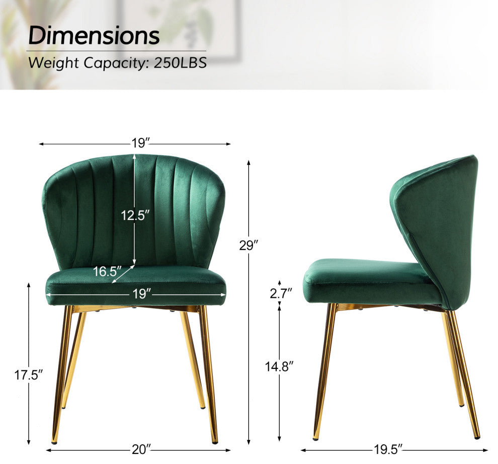Luna Contemporary Side Chair With Tufted Back, Green