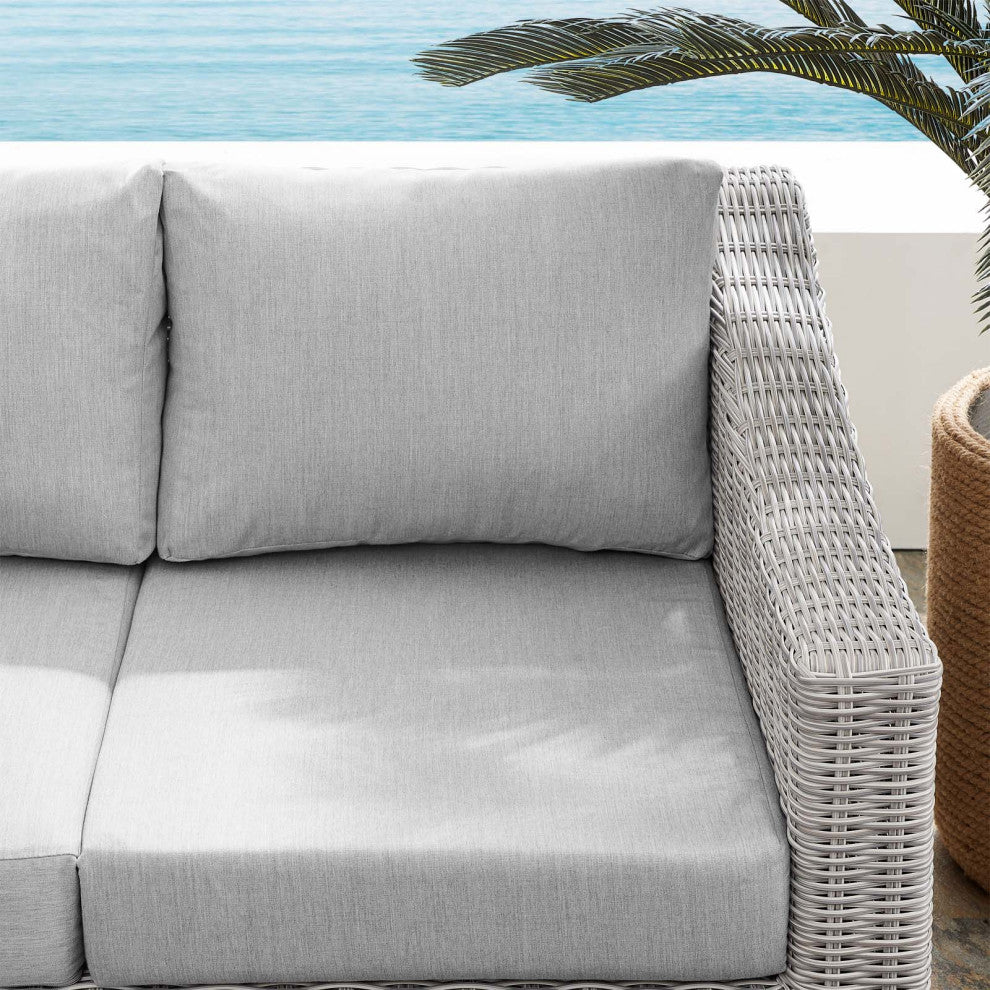 Lounge Loveseat Sofa, Sunbrella, Rattan, Wicker, Gray, Modern, Outdoor