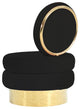 Benzara BM279478 Modern Swivel Accent Chair, Black Velvet, Round Gold Metal Base