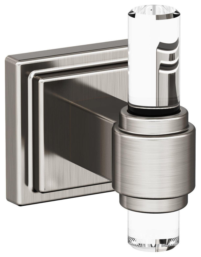 Glacio Contemporary Single Robe Hook, Clear/Brushed Nickel