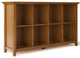 Acadian Solid Wood 57 Inch Wide 8 Cube Storage Sofa Table In Light Golden Brown