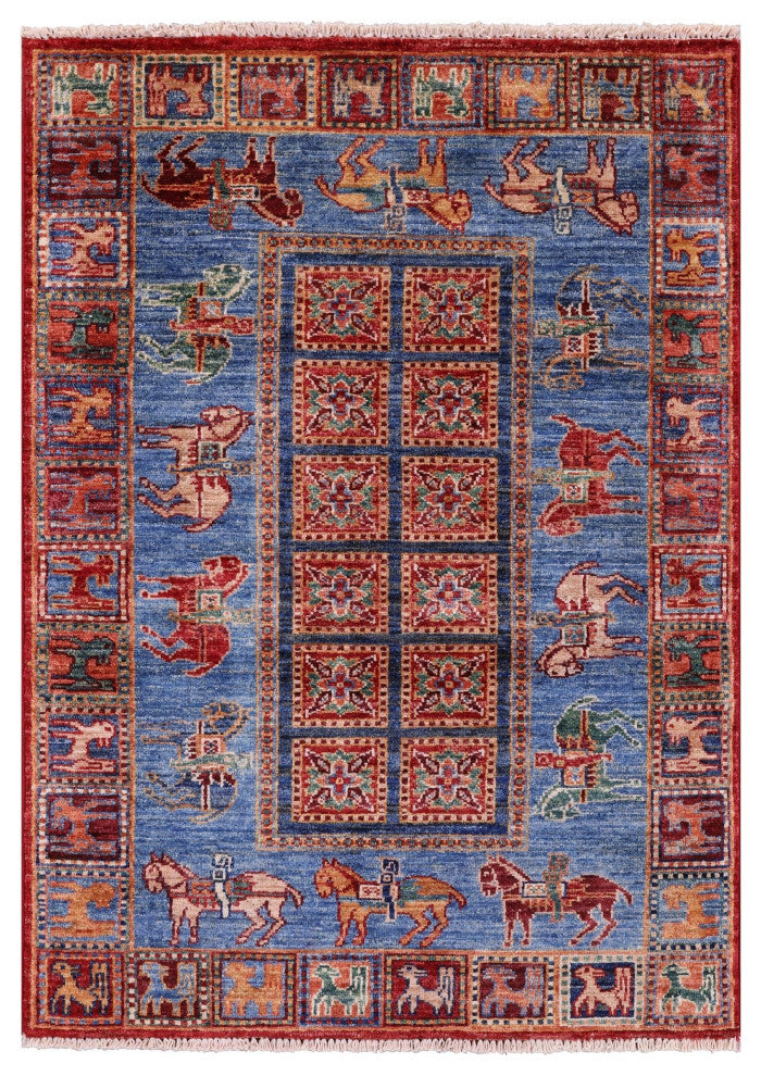 Antiqued Pazyryk Historical Design Handmade Rug 2' 9" X 3' 11" Q10973