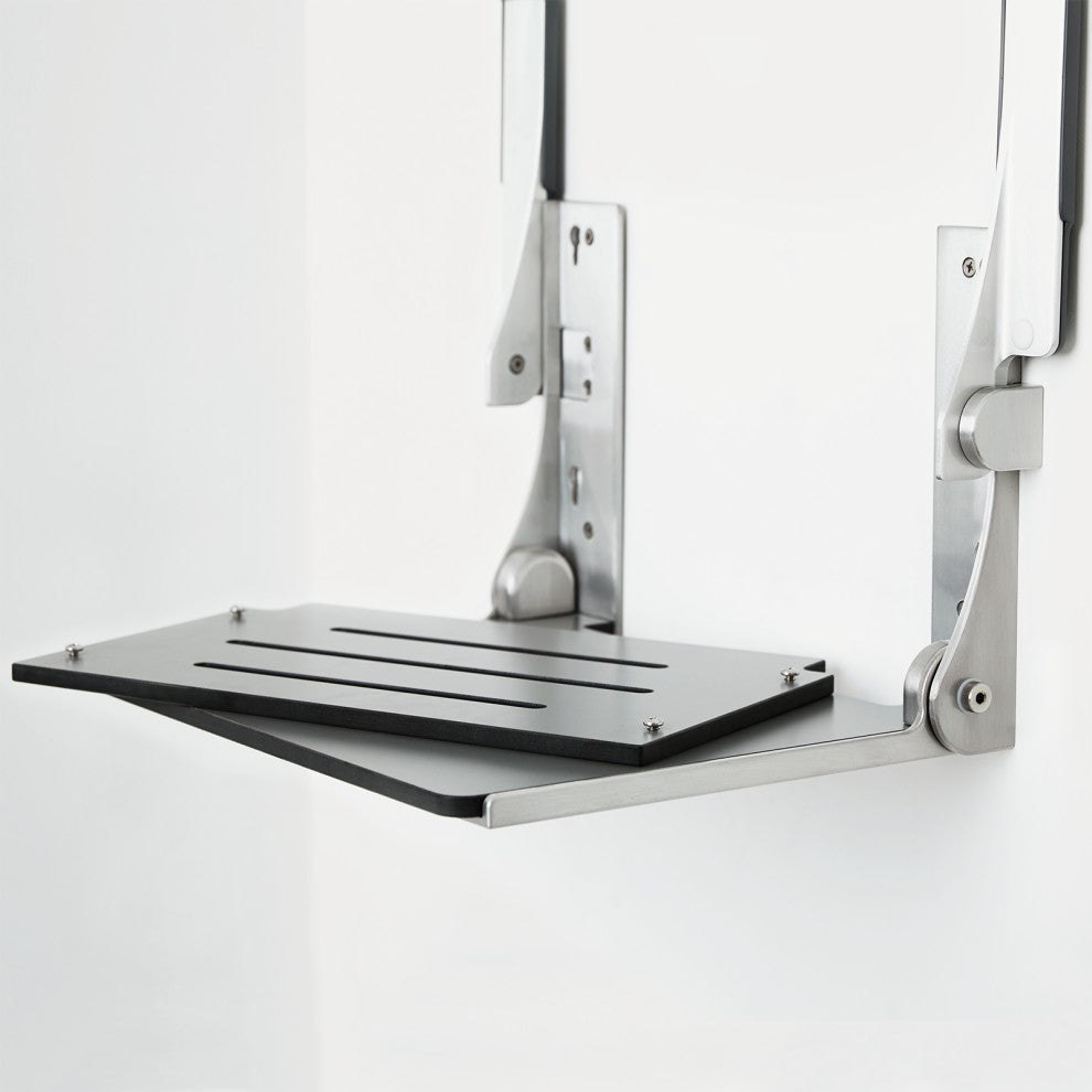 Seachrome Silhouette Comfort Shower Seats with Arms, Gray Seat, Silver Frame