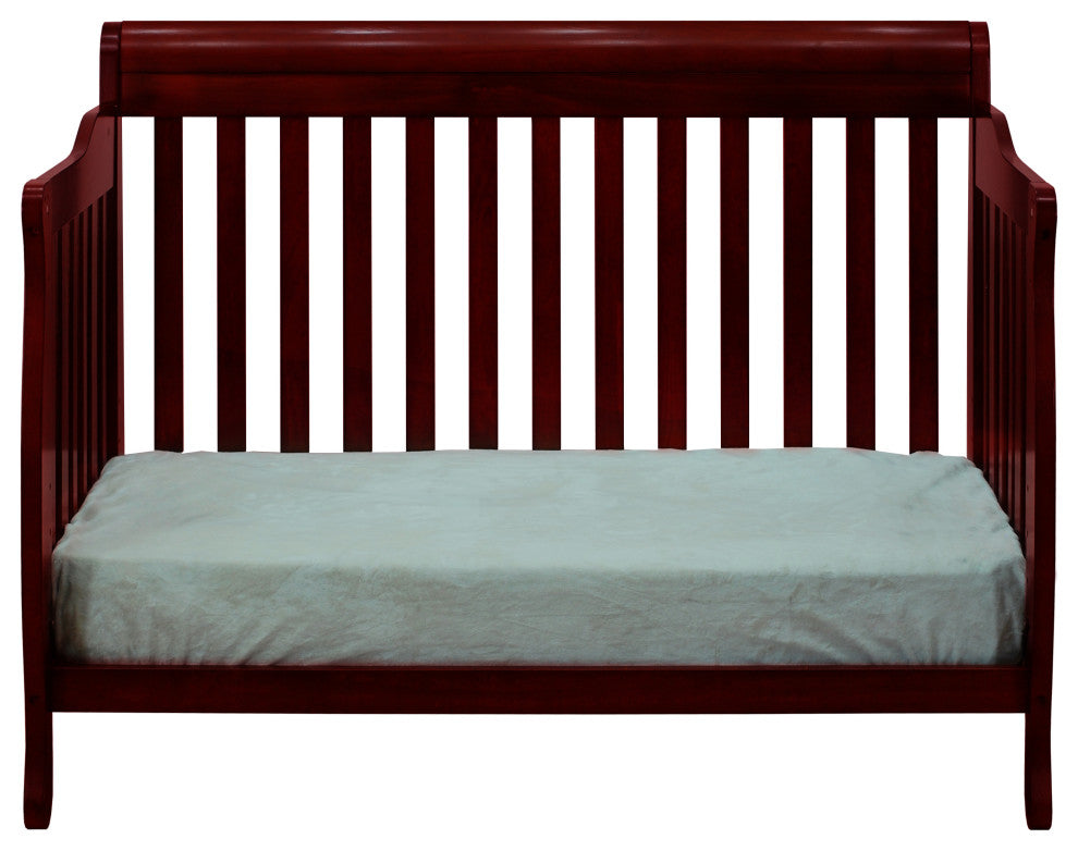Baby Mile Eve 4-in-1 Convertible Crib With Guardrail, Cherry