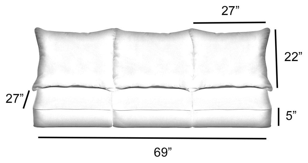 Sorra Home Gardenia Seaglass Sofa Pillow and Cushion Set 27"x23"x5"