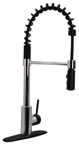 36" Single Bowl Farmhouse Solid Surface Sink and Faucet Kit, Chrome/Black