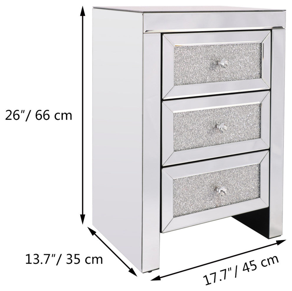 3-Drawer Wood Nightstand with Handle