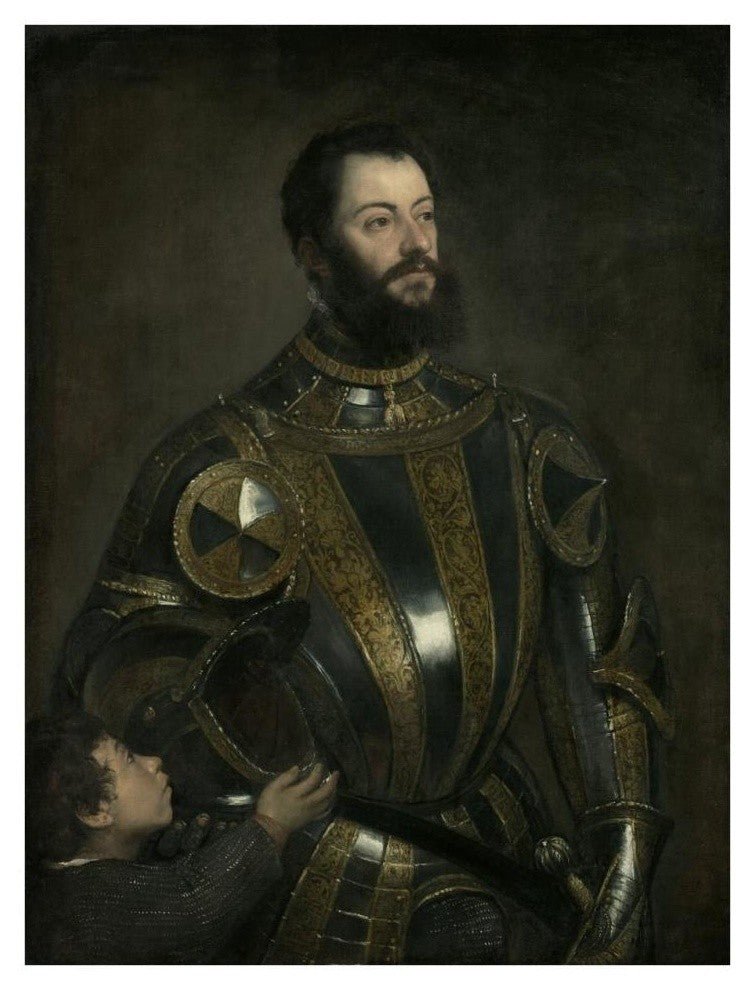 "Portrait of Alfonso d'Avalos, Marchese del Vasto, in Armor" Paper Art, 26"x34"