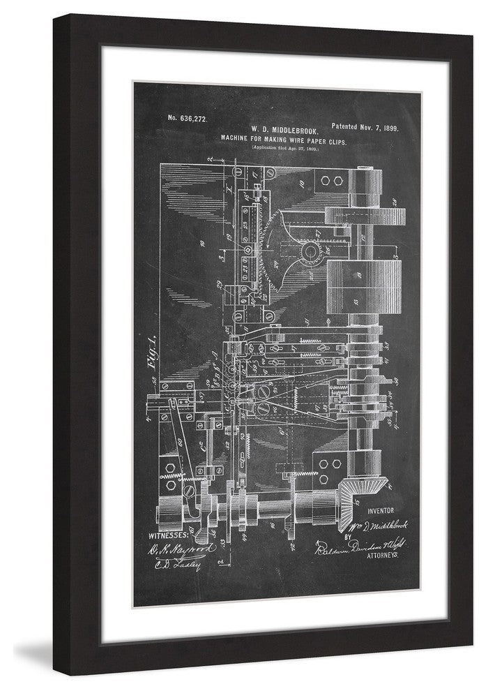 "Paper Clip 1899 Chalk" Framed Painting Print