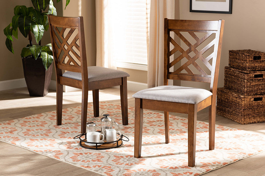 Chipman Modern Gray and Walnut Brown Dining Chair, Set of 2