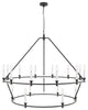 Farmhouse Black 2-Tier Wagon Wheel 18-Light Candle Chandelier