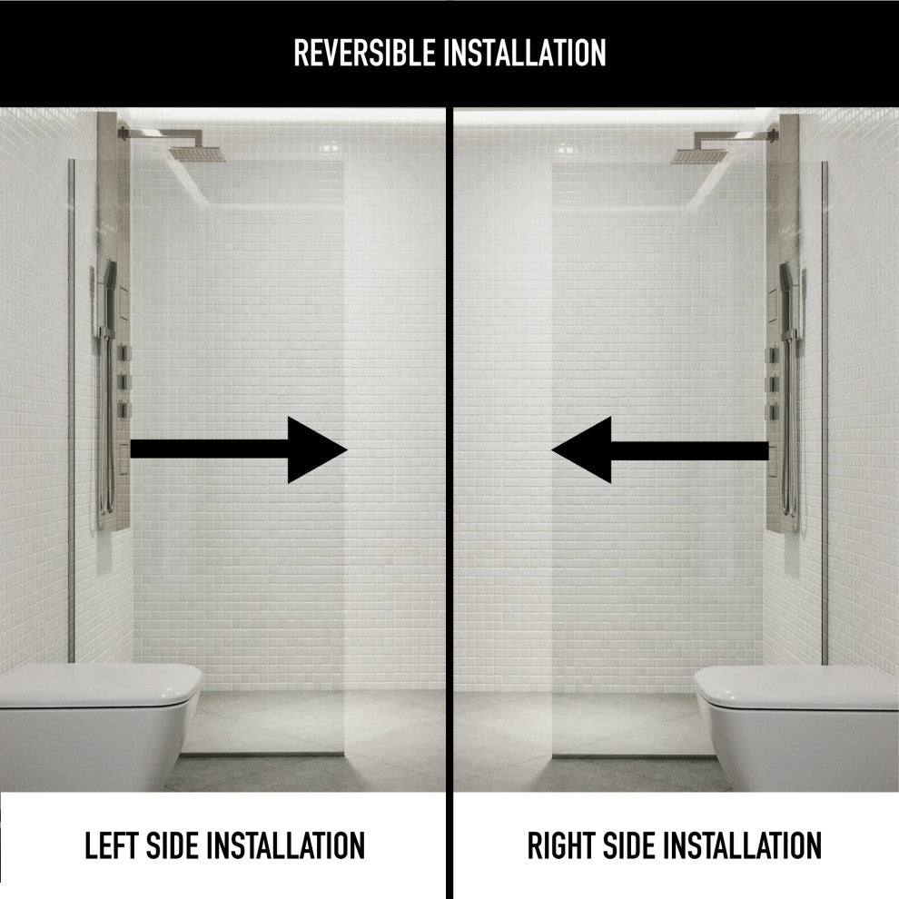 VIGO Zenith Frameless Fixed, Stainless Steel, Shower Screen, 34" W X 74" H, Clear Glass