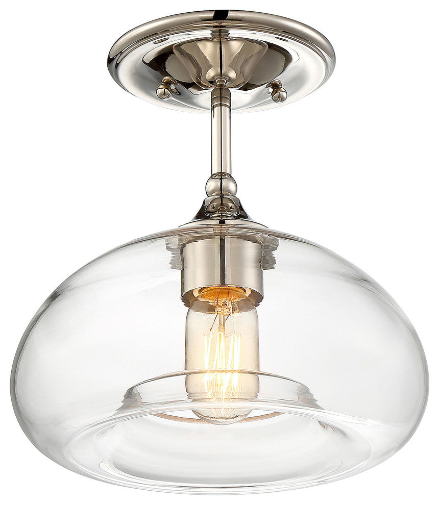 1-Light Semi-Flush Mount, Polished Nickel