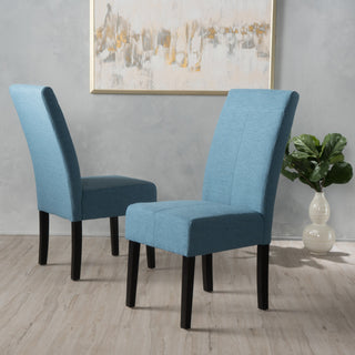 GDF Studio Percival T-stitch Fabric Dining Chairs, Set of 2, Blue
