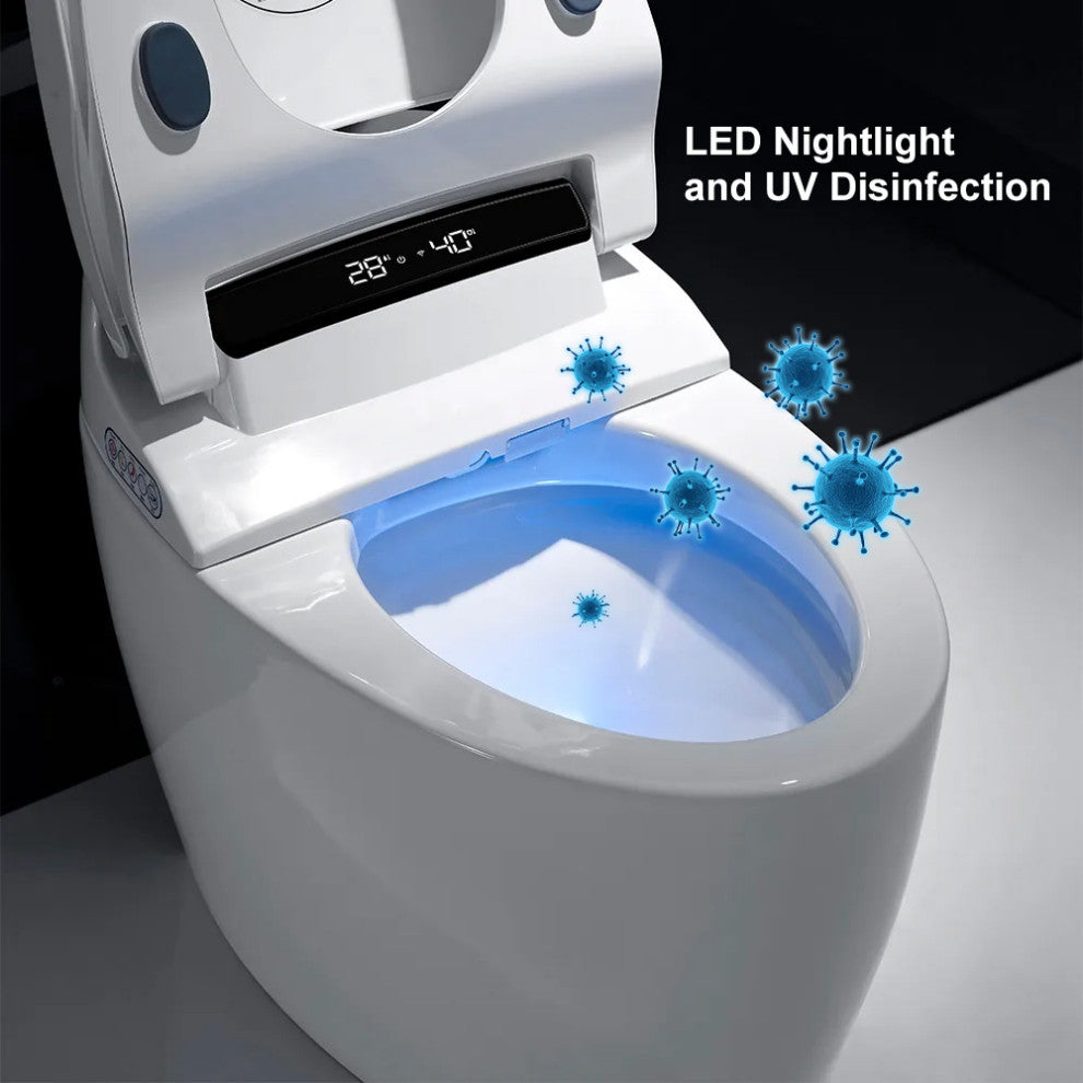 Modern Smart One-Piece 1.28 GPF Floor Mount Automatic Toilet & Bidet with Seat, White, Standard