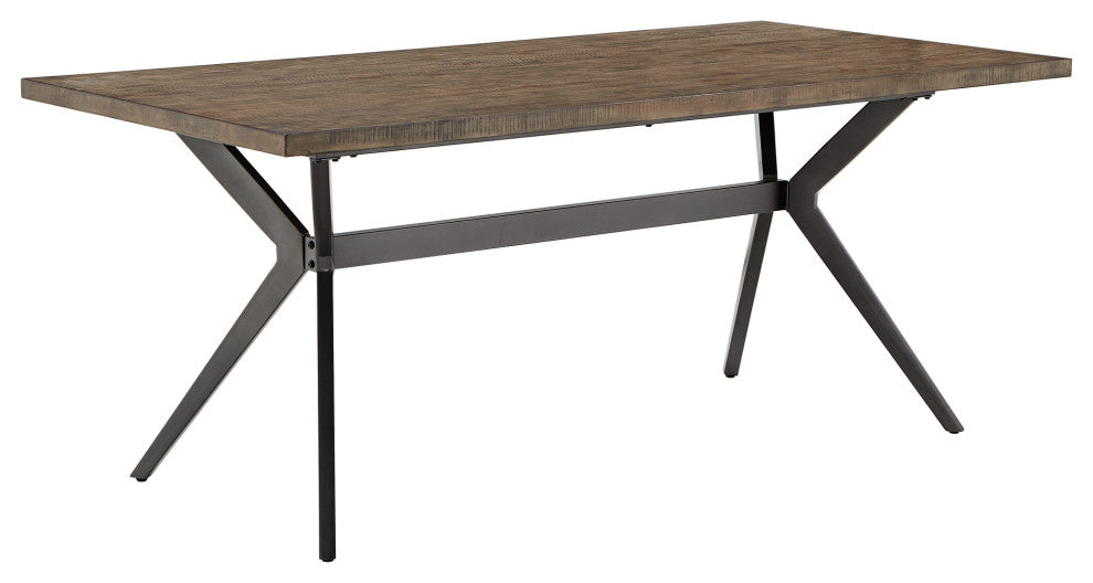 Leiana Driftwood Grey Finish and Black Metal Base 4 - Person Dining Table