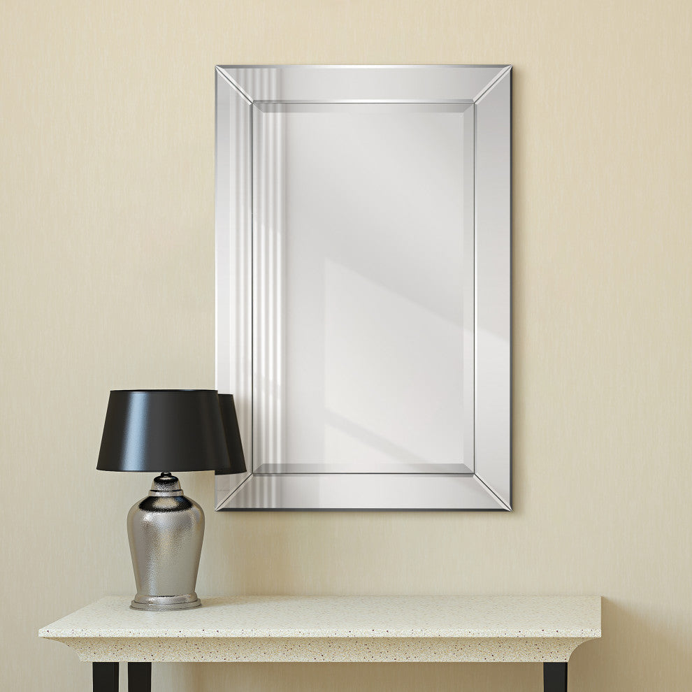 Antique Beveled Rectangle Wall Mirror, 1" Beveled Center 24"x36" Bathroom Mirror