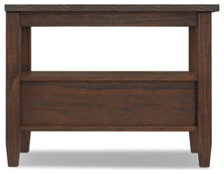 Warm Shaker Solid Wood 14" Rustic Narrow Side Table, Distressed Charcoal Brown