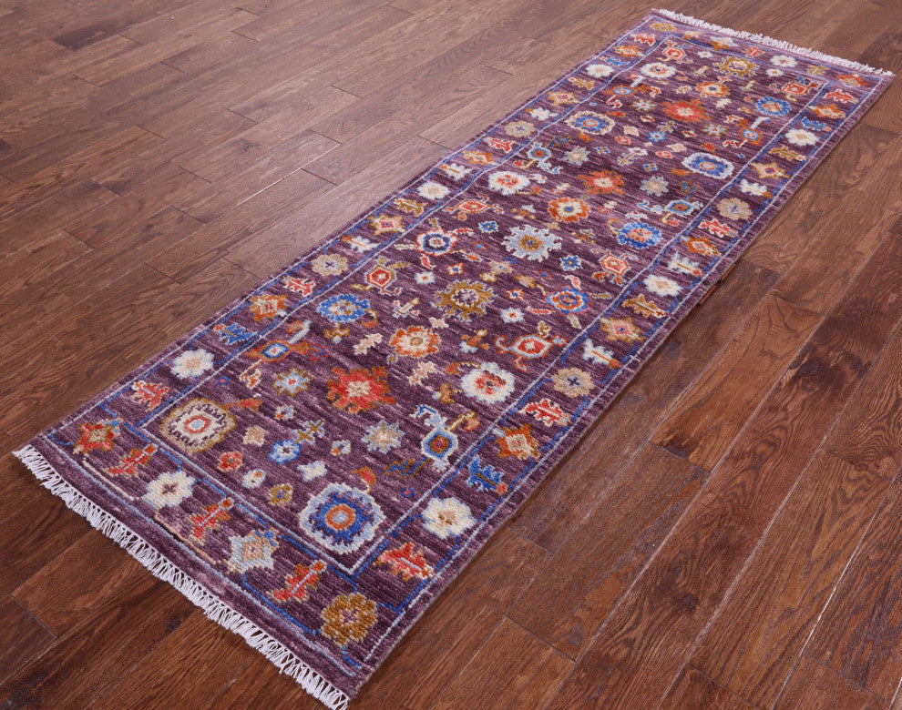 2' 7" X 7' 10" Hand-Knotted Turkish Oushak Wool Runner Rug - Q13675
