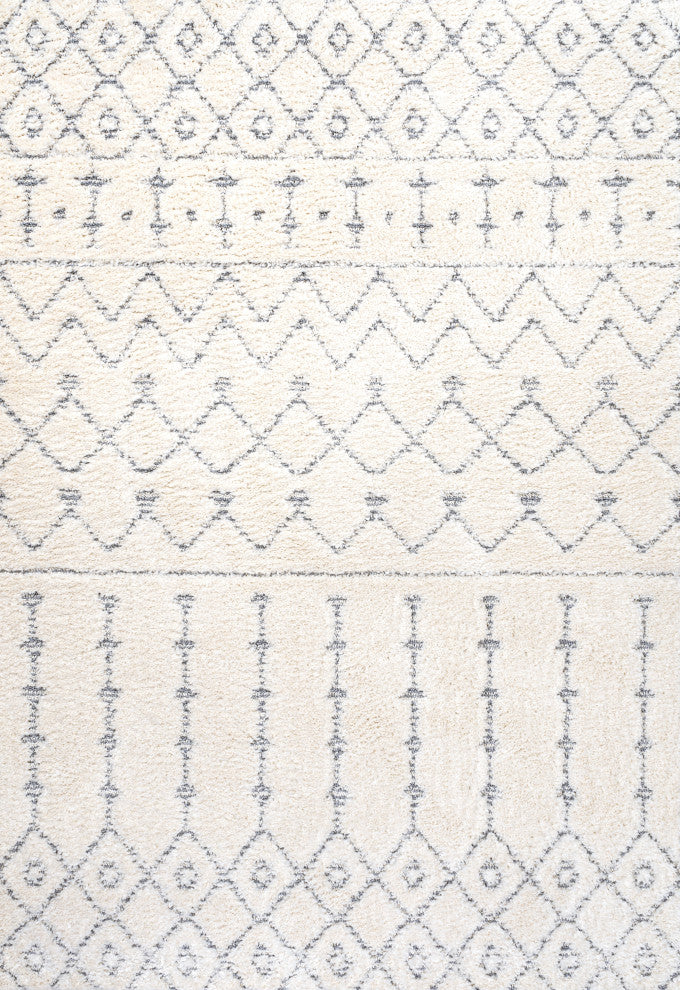 Pia Moroccan Trellis Plush Carved Cream/Gray 8'x10' Area Rug