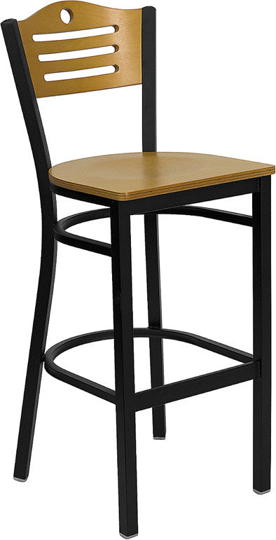 Flash Furniture Hercules 30" Black Back Metal Bar Stool in Natural