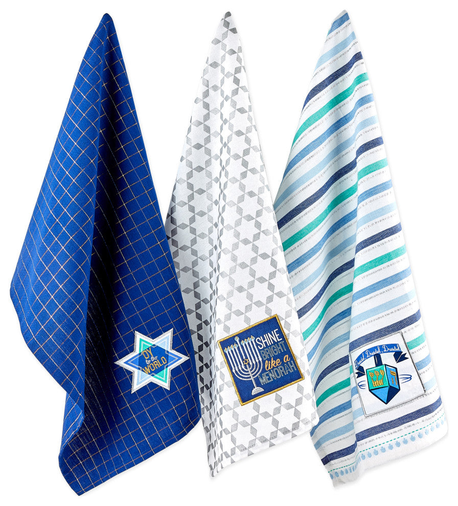 Asst Hanukkah Dishtowel, Set Of 3