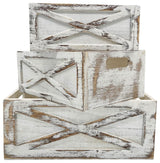 Rustic Nesting Wooden Crates Storage Container, Barn Door, White