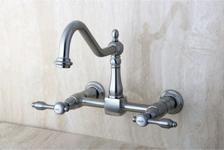 Kingston Brass Wall Mount Bridge Kitchen Faucet, Brushed Nickel