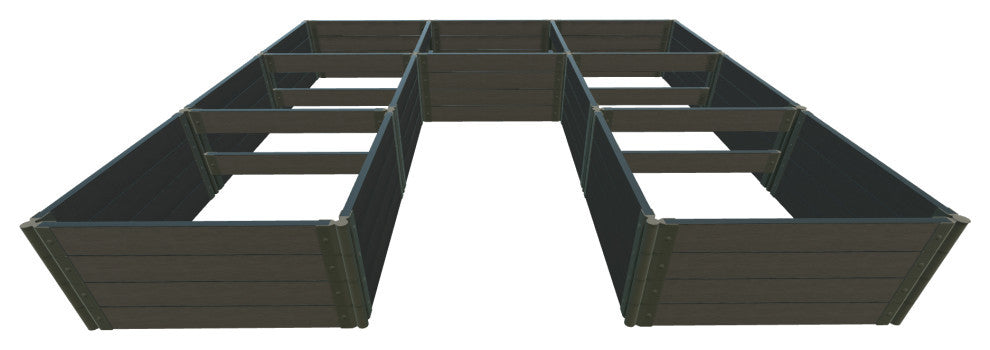 Weathered Wood Walk-In Jumbo U-Shape' 12'x12' 22" Raised Garden Bed, 2" Profile