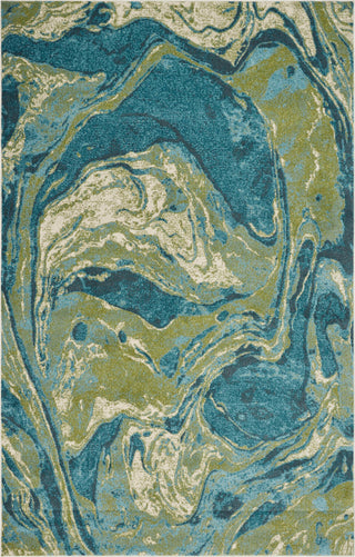 Watercolors Teal Geode Plush Area Rug, 6'7"x9'6"