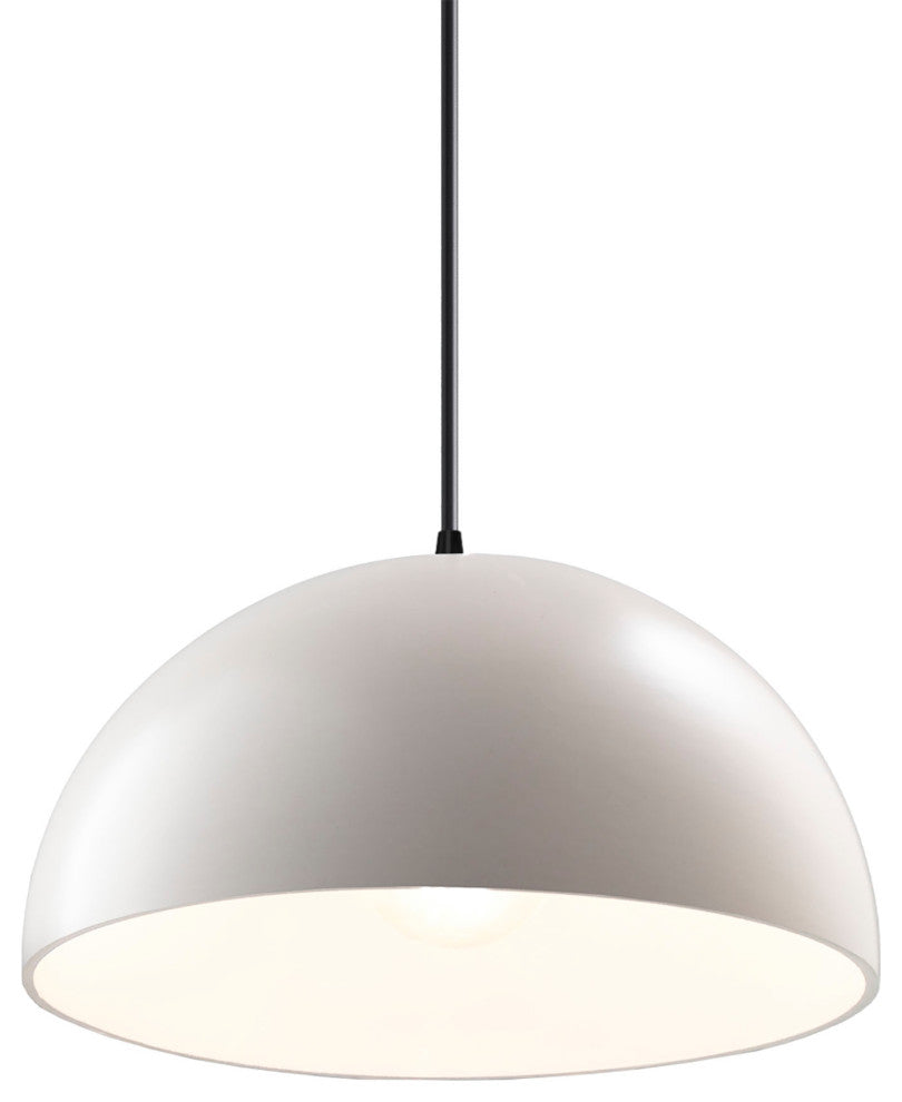 Dome 1-Light Pendant, Matte White, Matte Black, Black Cord