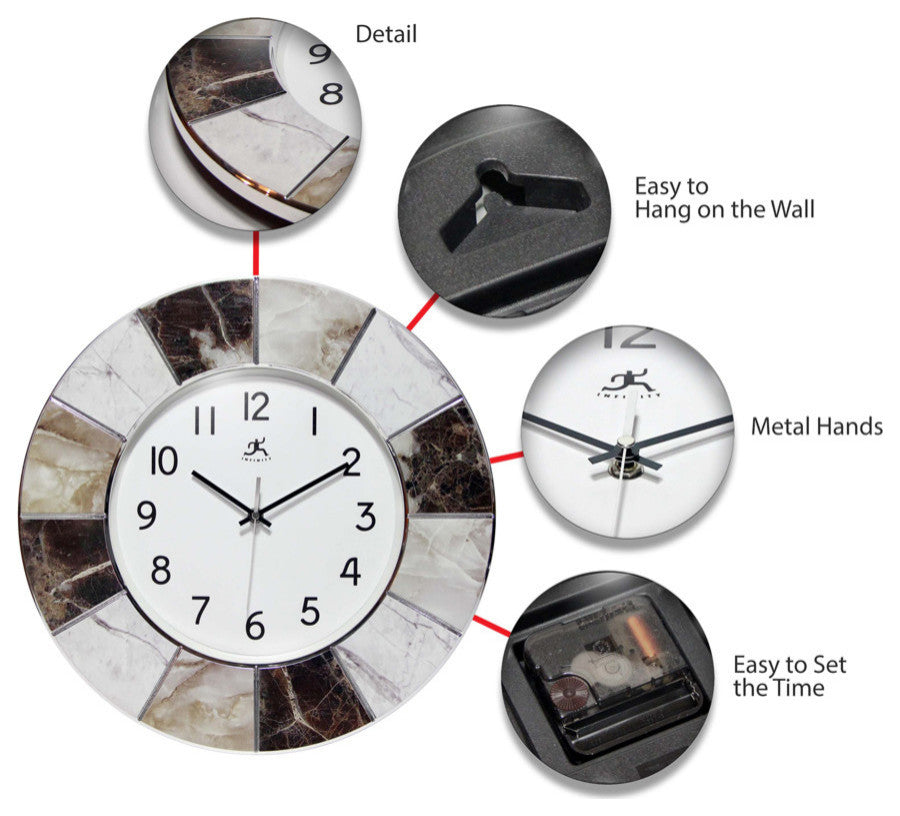 Modern Marble 16" Decorative Wall Clock