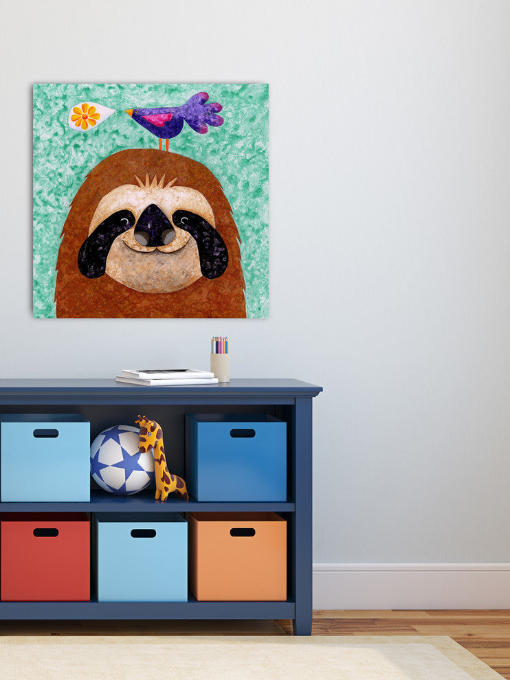 Marmont Hill, "Sloth Happy" by Janet Nelson Painting on Wrapped Canvas, 40x40