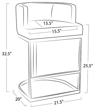 Owen Leather Counter Stool, Modern Black