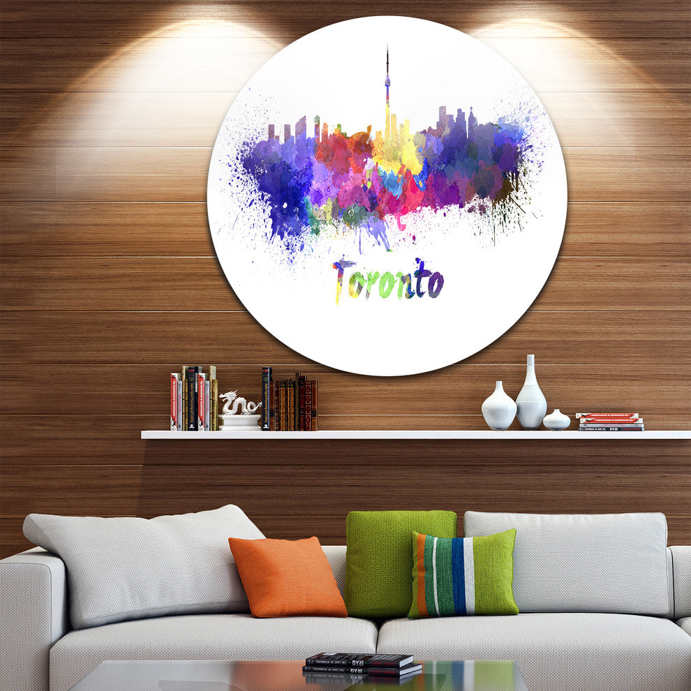 Toronto Skyline, Cityscape Large Disc Metal Wall Art, 36"